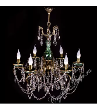 Бронзовая люстра малахит на 6 ламп Бронзовая люстра малахит на 6 ламп